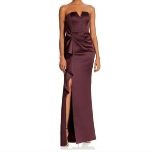 Aidan Mattox Strapless Ruched side gown